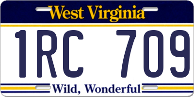 WV license plate 1RC709