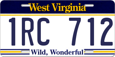 WV license plate 1RC712
