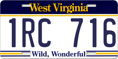 WV license plate 1RC716