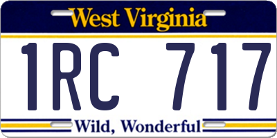 WV license plate 1RC717