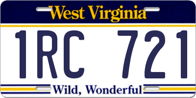 WV license plate 1RC721