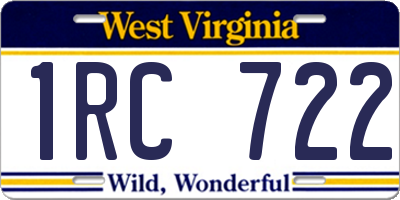 WV license plate 1RC722