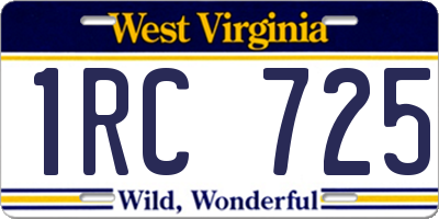 WV license plate 1RC725