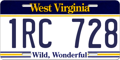 WV license plate 1RC728