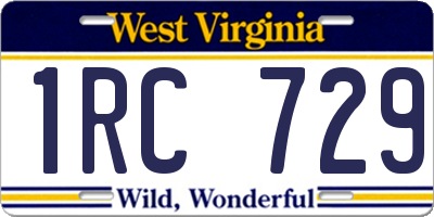 WV license plate 1RC729
