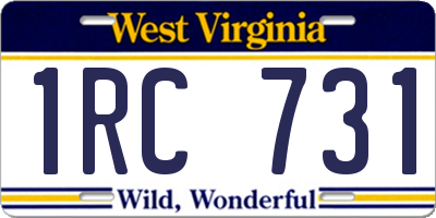 WV license plate 1RC731