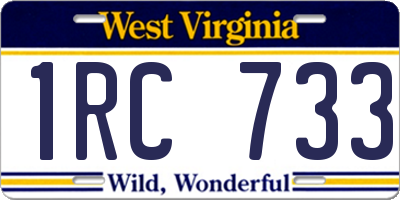 WV license plate 1RC733