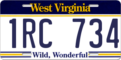 WV license plate 1RC734
