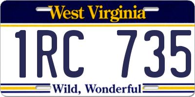 WV license plate 1RC735