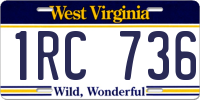 WV license plate 1RC736