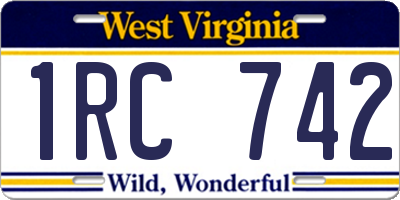 WV license plate 1RC742