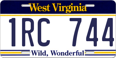 WV license plate 1RC744