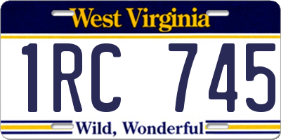 WV license plate 1RC745