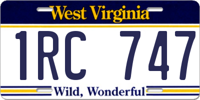 WV license plate 1RC747