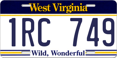 WV license plate 1RC749