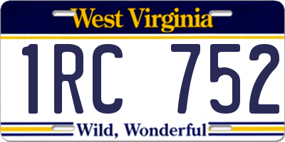 WV license plate 1RC752
