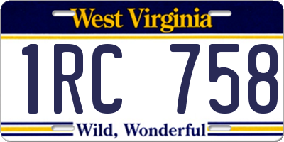 WV license plate 1RC758