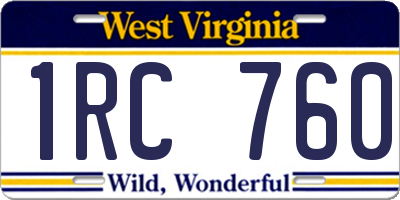 WV license plate 1RC760