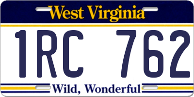 WV license plate 1RC762