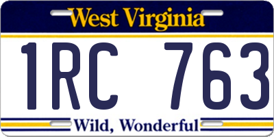 WV license plate 1RC763