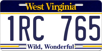 WV license plate 1RC765