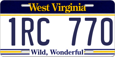 WV license plate 1RC770