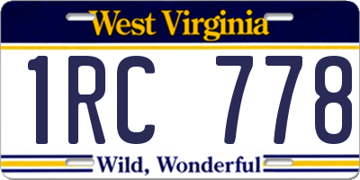 WV license plate 1RC778