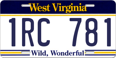 WV license plate 1RC781