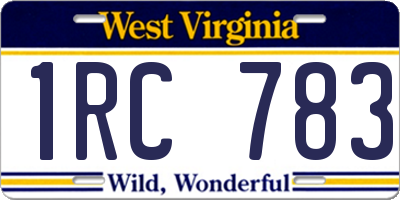 WV license plate 1RC783