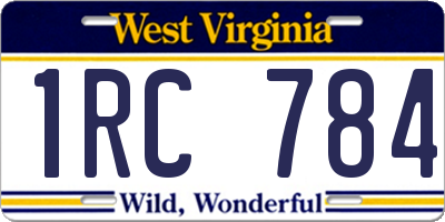 WV license plate 1RC784