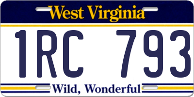 WV license plate 1RC793