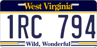 WV license plate 1RC794