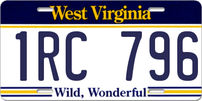 WV license plate 1RC796