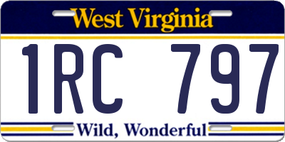 WV license plate 1RC797