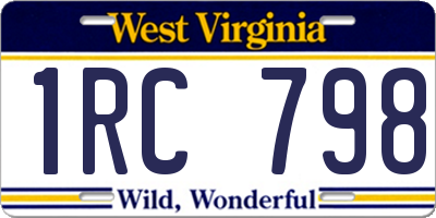 WV license plate 1RC798
