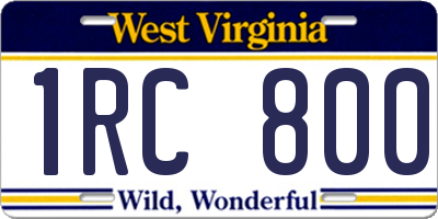 WV license plate 1RC800