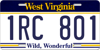 WV license plate 1RC801