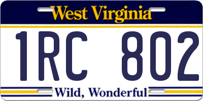 WV license plate 1RC802