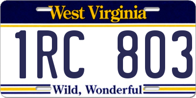 WV license plate 1RC803