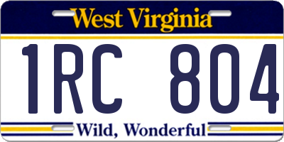 WV license plate 1RC804
