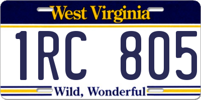WV license plate 1RC805
