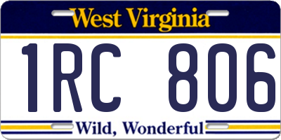 WV license plate 1RC806