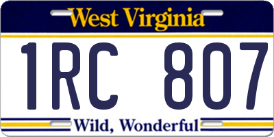WV license plate 1RC807
