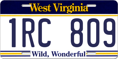 WV license plate 1RC809