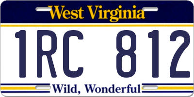 WV license plate 1RC812