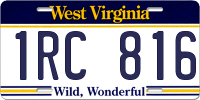 WV license plate 1RC816
