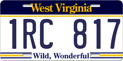 WV license plate 1RC817