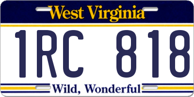 WV license plate 1RC818