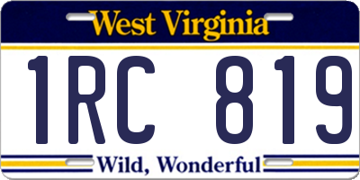 WV license plate 1RC819