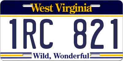 WV license plate 1RC821